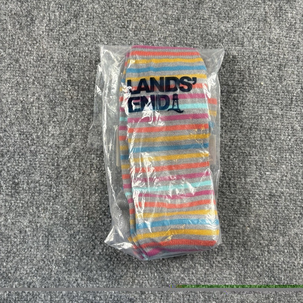 Lands' End Women's L/XL Merino Wool Blend Cushioned Ski Socks Rainbow Stripe NIP